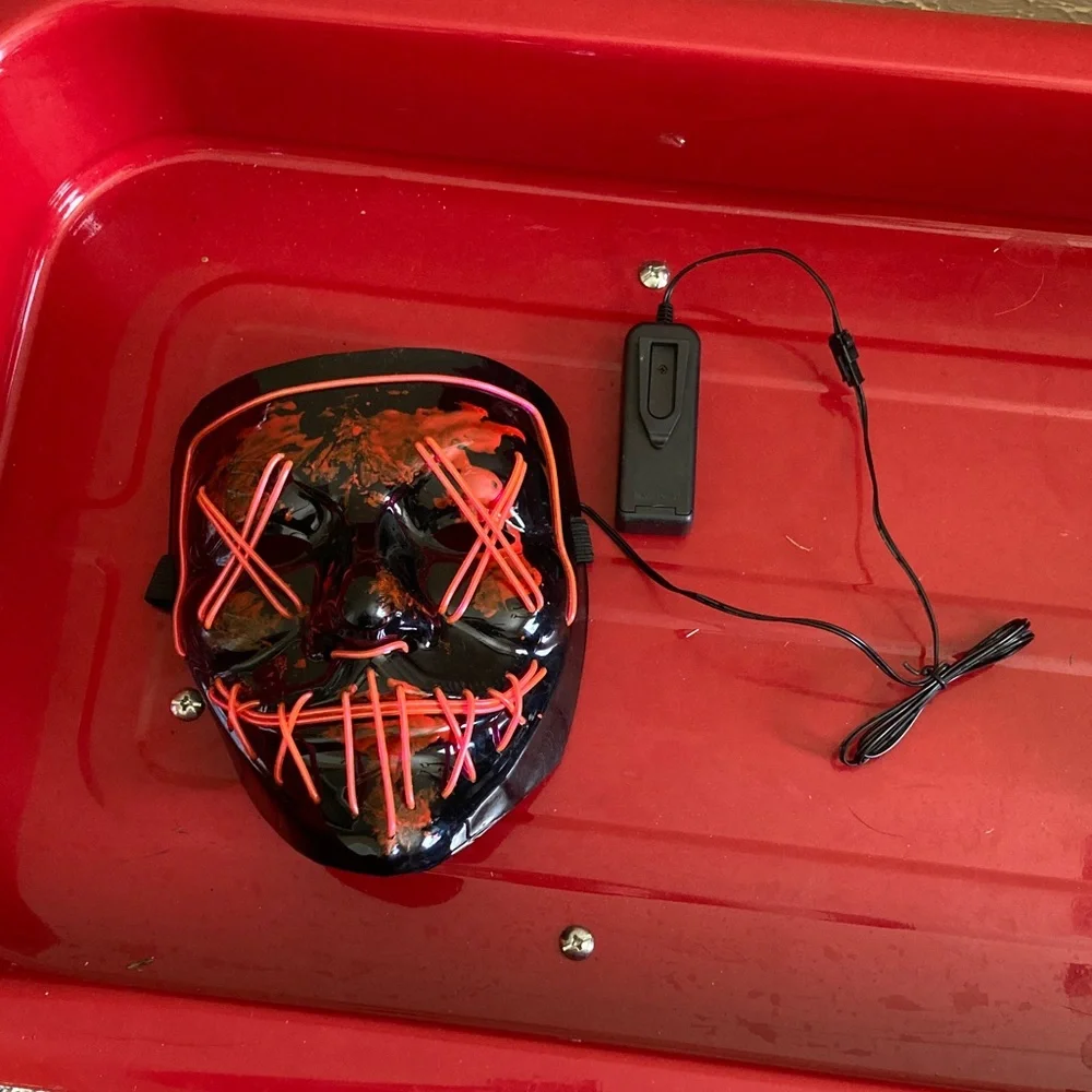 LED Light Up Mask with Controller, black and red for Halloween